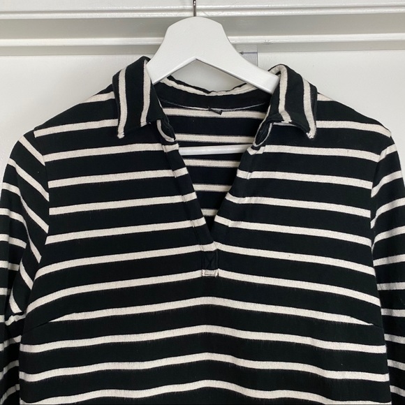 Uniqlo Striped Collared Dress Black/White Small - Picture 2 of 7